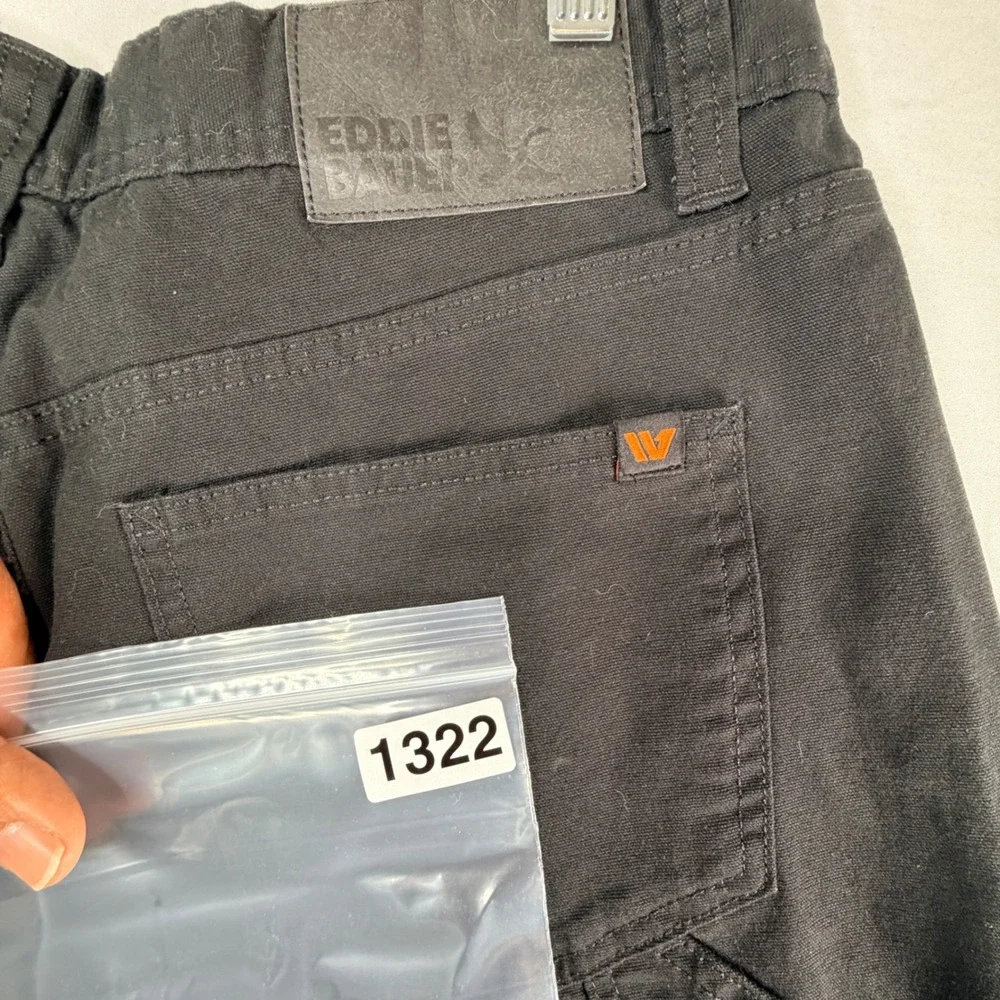 Eddie Bauer Mens Canvas Utility Pants Black Workwear Straight Leg 32x32 1751319